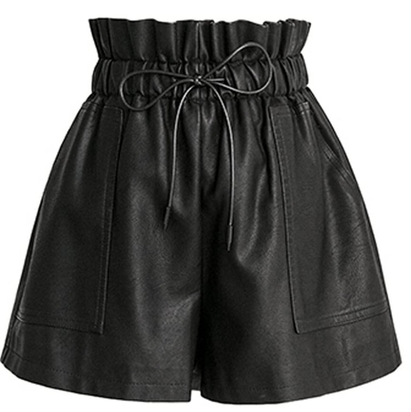 Faux Leather Black High-waisted Shorts - Picture 3 of 7